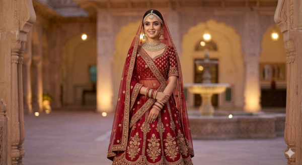 Traditional Deep Red Bridal Lehenga