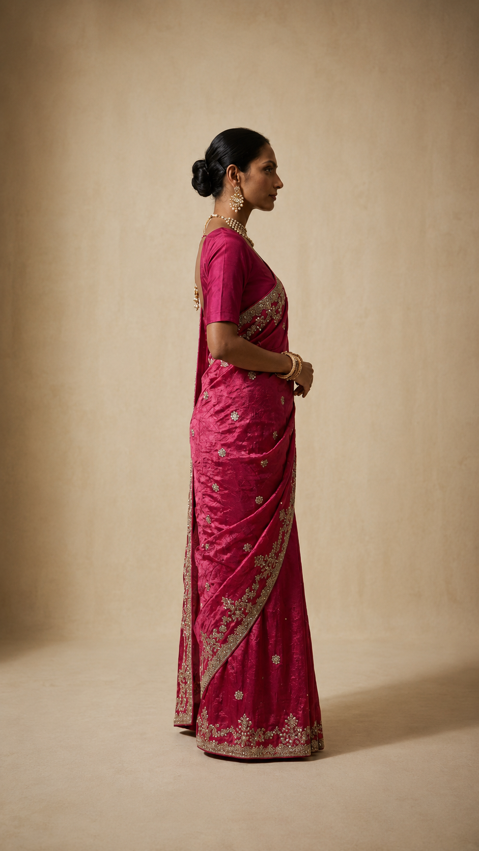 Rani Pink Lumière Tissue Silk Saree