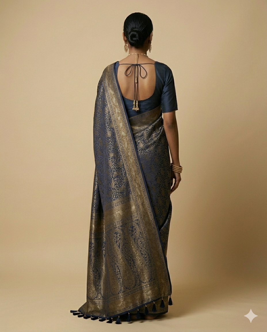 Midnight Navy Viraasat Banarasi Saree