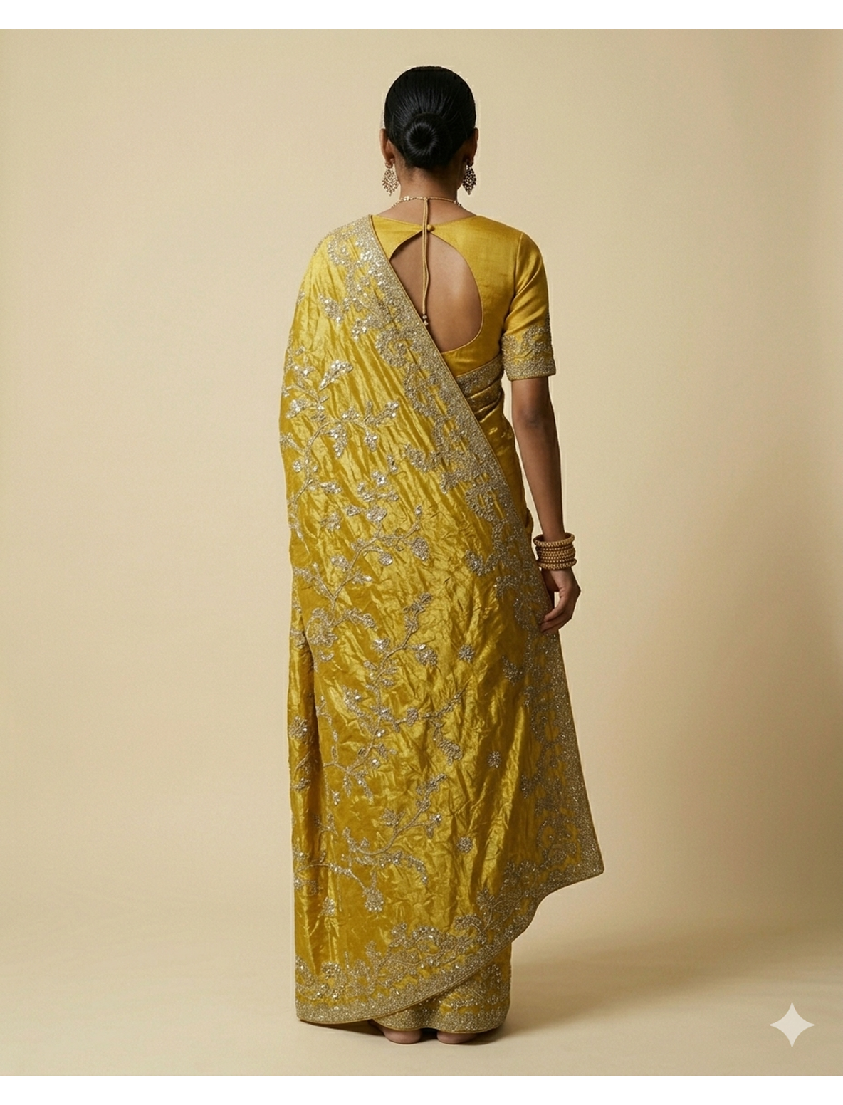 Mustard Gold Lumière Tissue Silk Saree