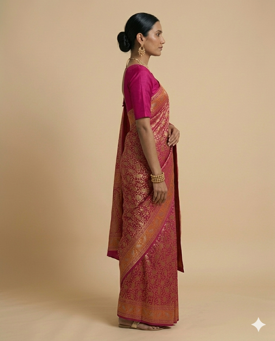Rani Pink Viraasat Banarasi Saree