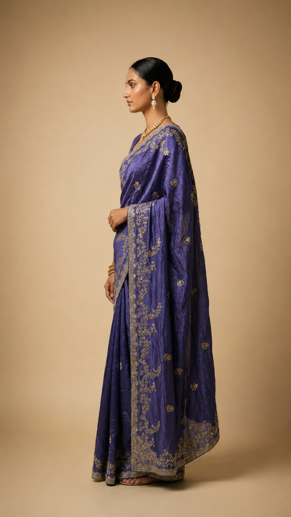 Royal Violet Lumière Tissue Silk Saree