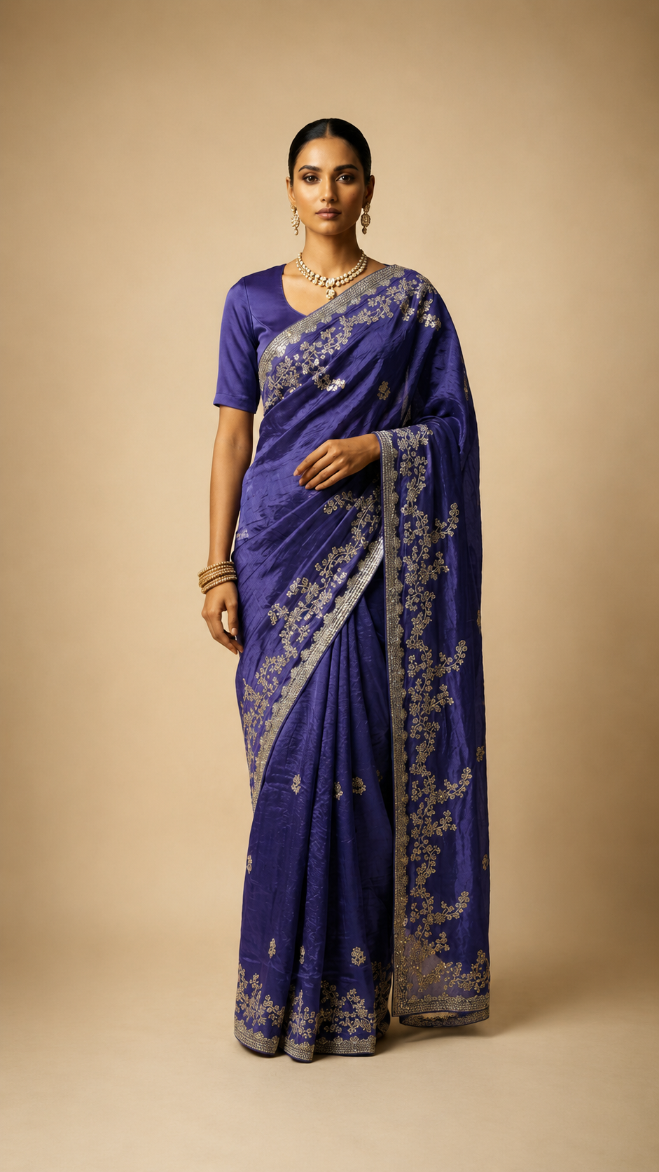 Royal Violet Lumière Tissue Silk Saree